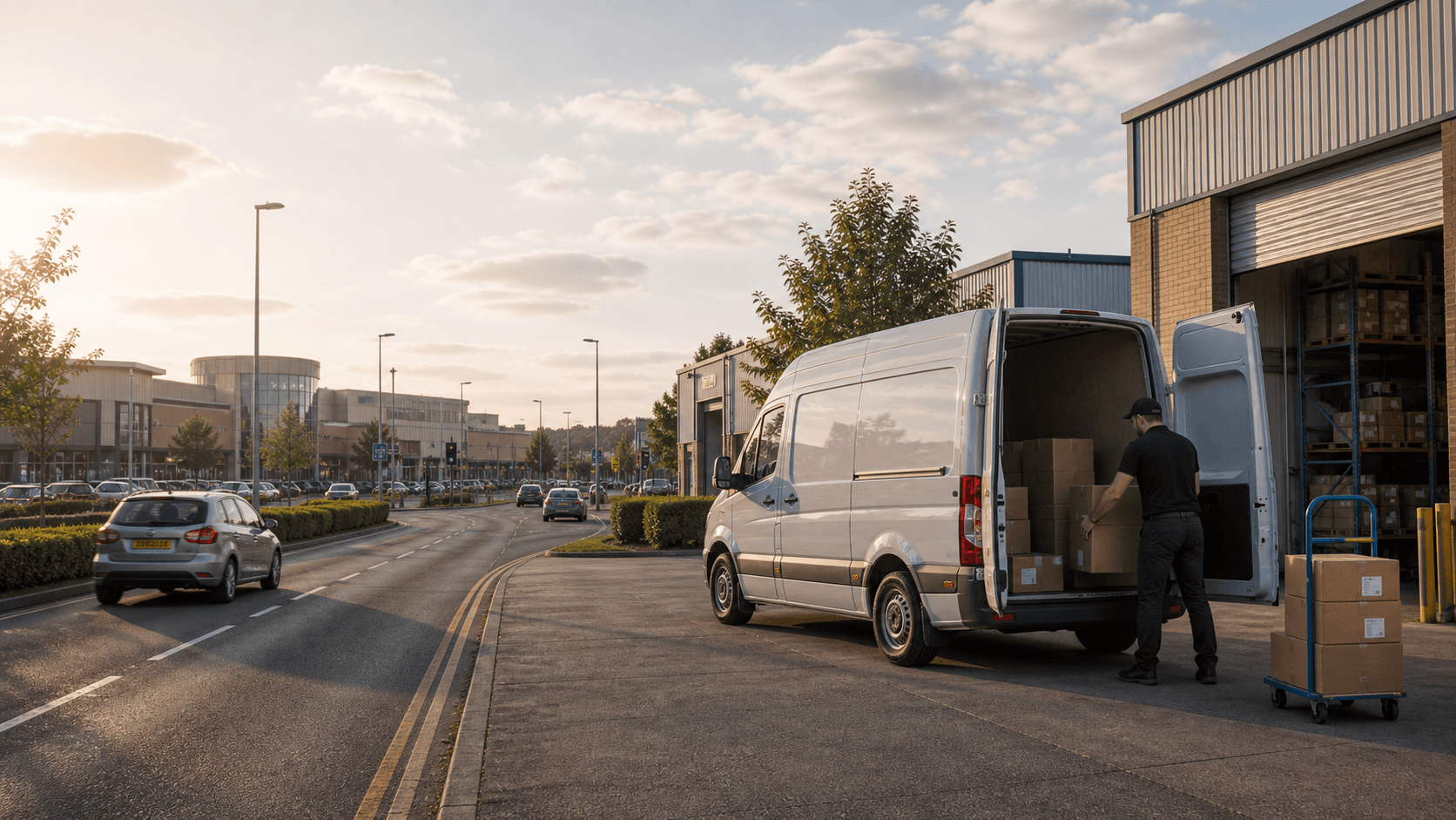 Modern self-drive rental van ready for loading in Dartford